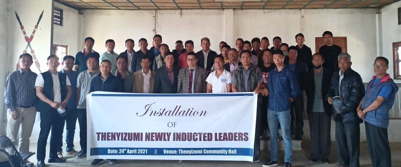 Village council leaders, church leaders and others at Thenyizumi village Community Hall after the installation programme on April 24.